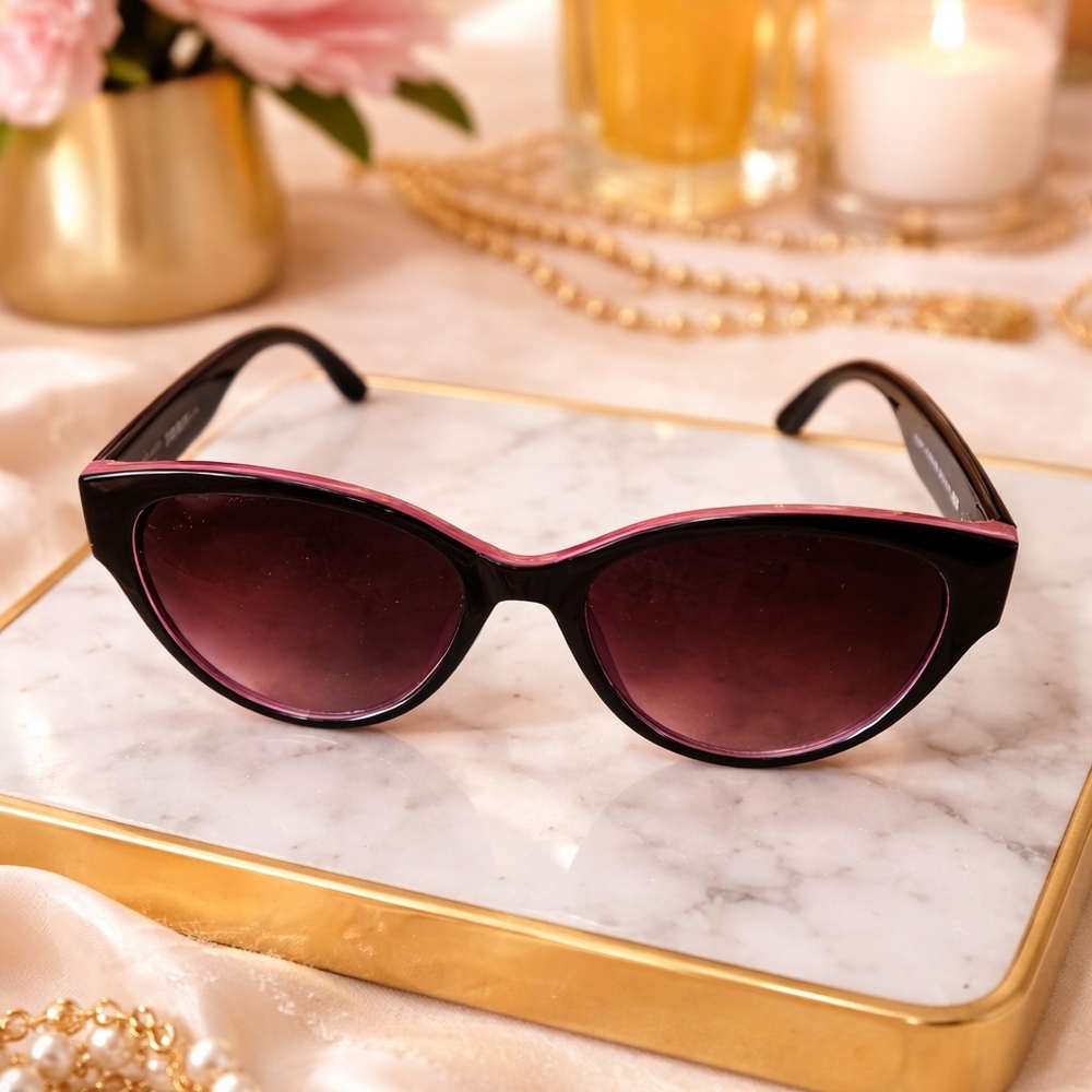 NWT Kurt Geiger London “Be Kind” Cat-Eye Sunglasses – Black & Pink Luxury - Picture 2 of 5